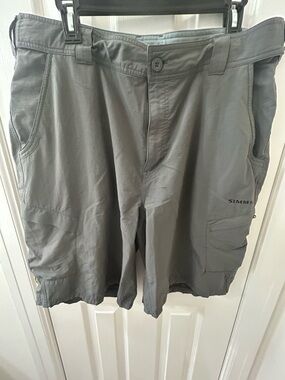 Simms Olive Cargo Fishing Shorts